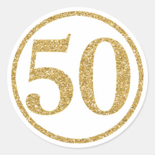 Glänsande guld 50-årsjubileum runt klistermärke