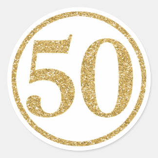Glänsande guld 50-årsjubileum runt klistermärke