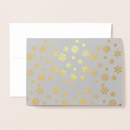 Glänsande Guld Snöflingor Folierat Kort