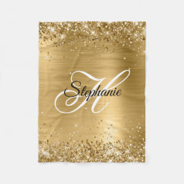 Glänsande guldfolie Fancy Monogram Fleecefilt
