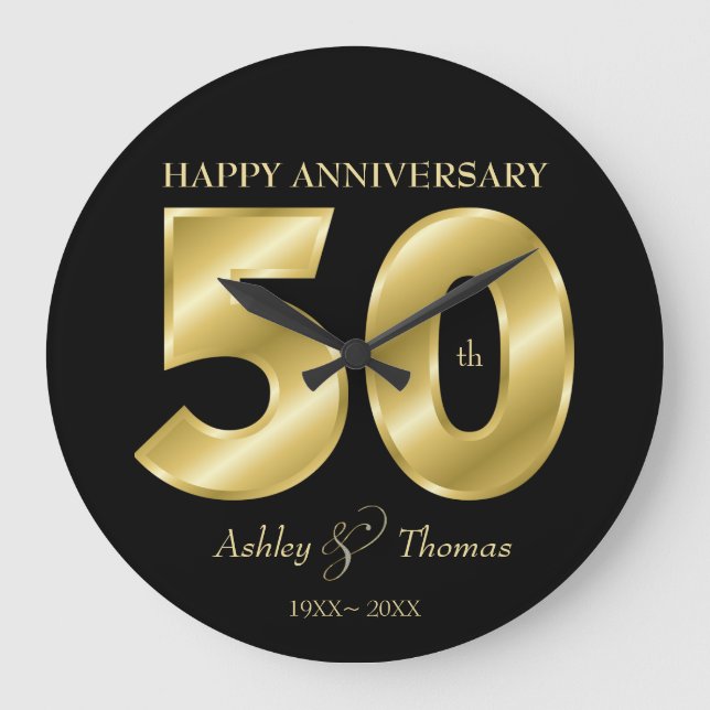 Glänsande gyllene siffror stor klocka (Framsida)