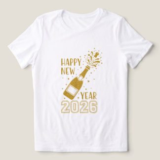 Glänsande Happy New Year 2026-top för kvinnor T Shirt