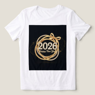Glänsande Happy New Year 2026-top för kvinnor T Shirt