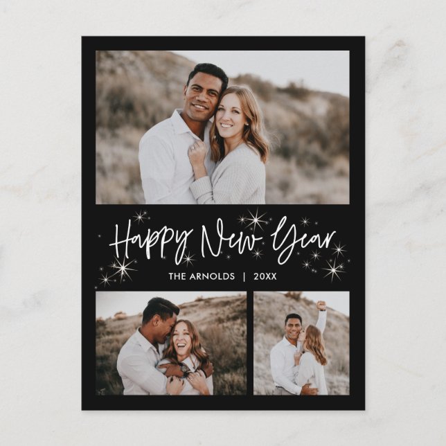 Glänsande himmel Goda jul och gott nytt år vykort (Framsida)