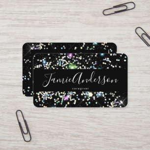 Glänsande holografisk glitter Svart Elegant Skönhe Visitkort