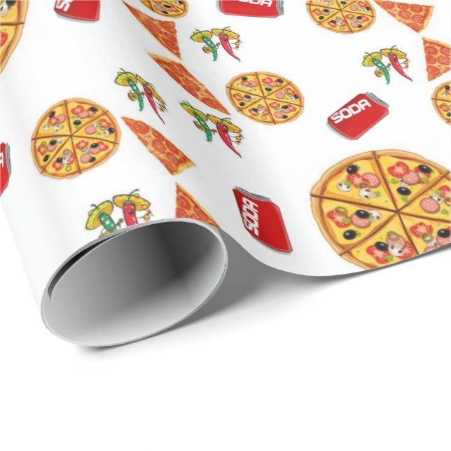 Glänsande Inpackningspapper Pizza Presentpapper (Rullad Hörn)