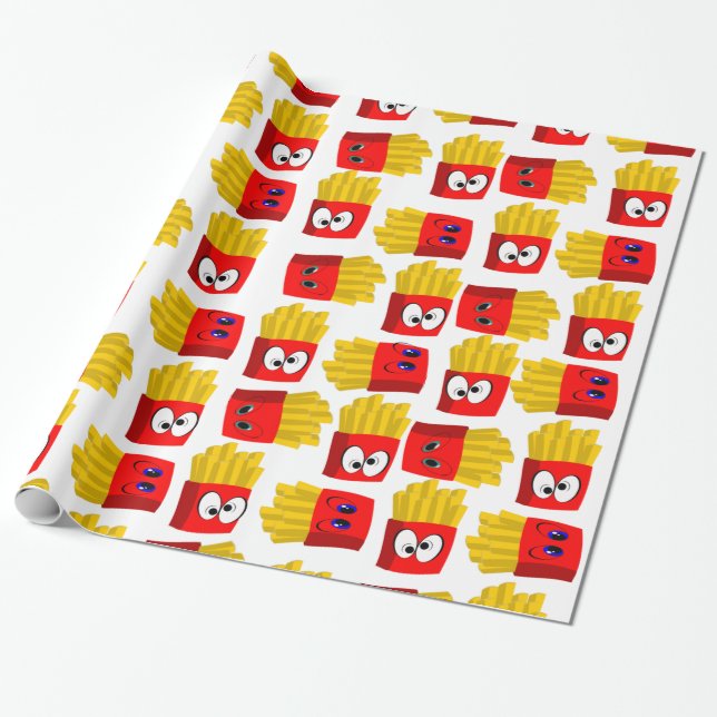 Glänsande inpackningspapper, pommes frites presentpapper (Utrullad)