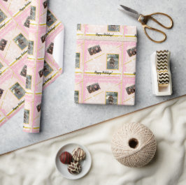 Glänsande inramad fototavla med monogram presentpapper