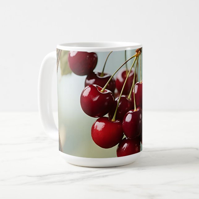 Glänsande Körsbär Vintage Kaffemugg (Framsida vänster)