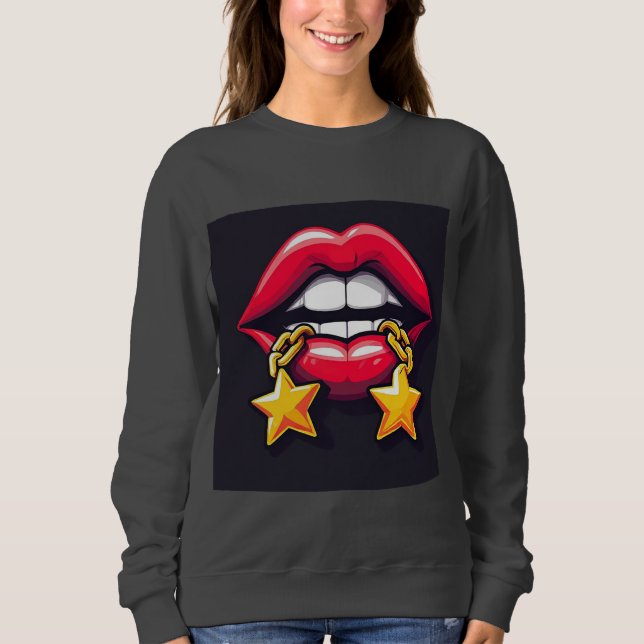 Glänsande läpp illustration t shirt (Framsida)