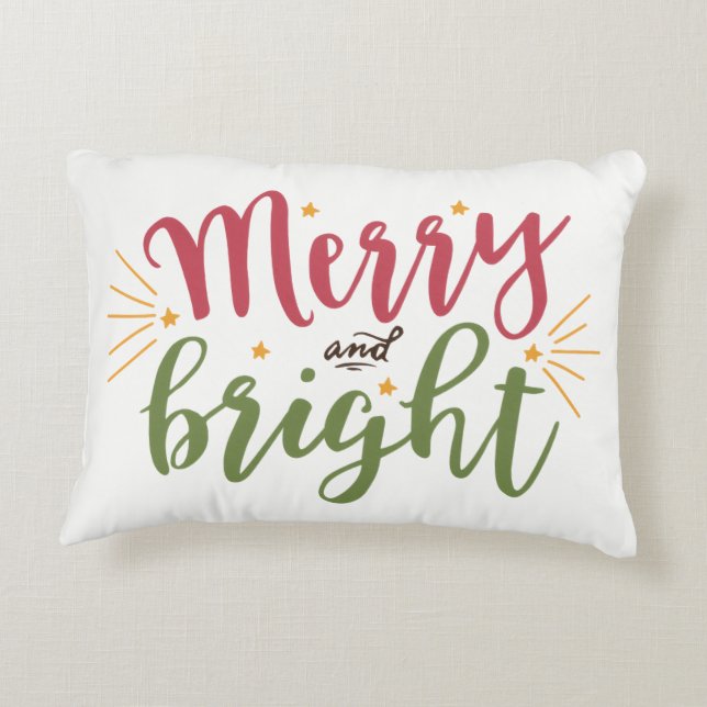 Glänsande Merry & Bright julaccentkudde Prydnadskudde (Baksidan)