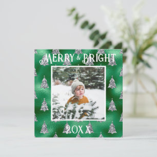 Glänsande metallisk glitter Merry & Bright Julkort