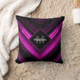 Glänsande metallisk varmröd svart chevron Monogram Kudde