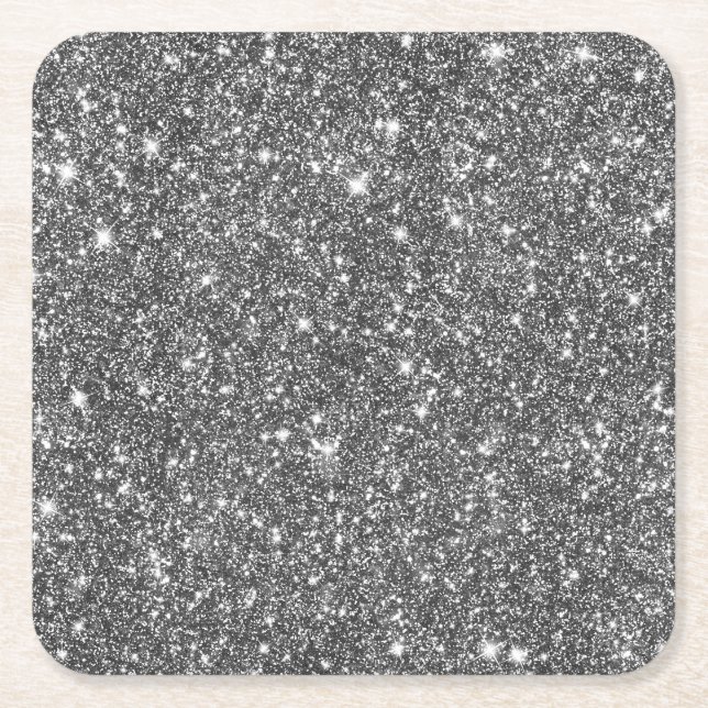 Glänsande mönster Bling för silverFauxglitter Underlägg Papper Kvadrat (Framsidan)