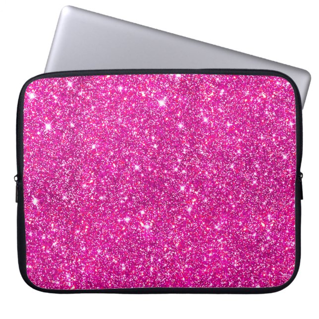 Glänsande mönster för shock rosaFauxglitter Laptop Sleeve (Framsidan)