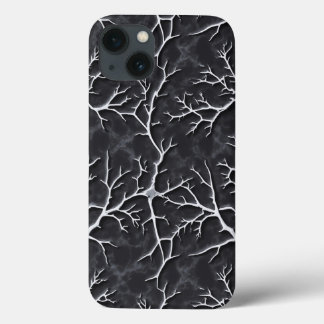 Glänsande mörkgrå iPhone-fodral med grenrelief