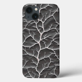 Glänsande mörkgrå iPhone-fodral med grenstruktur