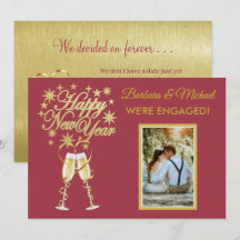 Glänsande Nyårsförlovning Guld Röd Tillkännagivand