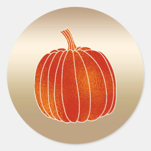 Glänsande Orange Höst Pumpa Guld Glans Förmån Runt Klistermärke