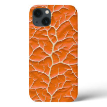 Glänsande orange iPhone-fodral med grenstruktur