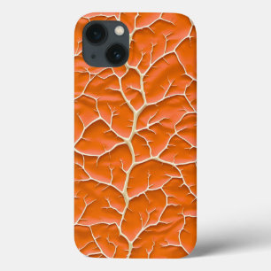 Glänsande orange iPhone-fodral med grenstruktur