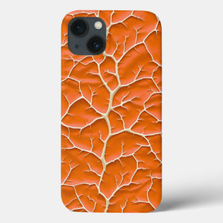 Glänsande orange iPhone-fodral med grenstruktur