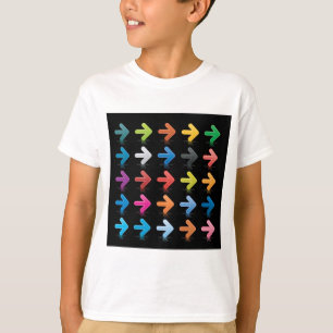 Glänsande piluppsättning livfulla riktningspekare t shirt