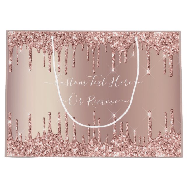 Glänsande presentbag i roséguld med anpassad text (Framsidan)