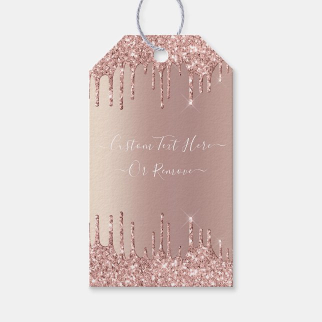 Glänsande presentkort med eget text i roséguld presentetikett (Framsidan)