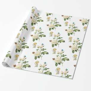 Glänsande presentpapper, änglar rosor fjäril presentpapper