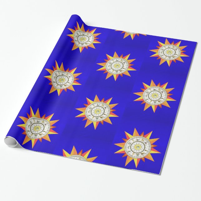 Glänsande presentpapper, gula stjärnor presentpapper (Utrullad)