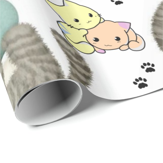 Glänsande presentpapper katt (Rullad Hörn)