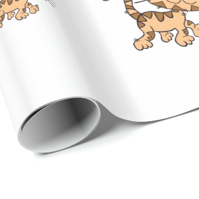 Glänsande presentpapper katt röda paraplyer (Rullad Hörn)