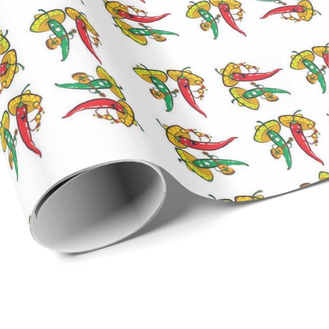 Glänsande presentpapper mexikanska röda gröna papr (Rullad Hörn)