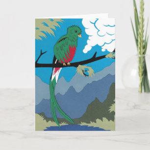 Glänsande quetzalhälsningkort kort