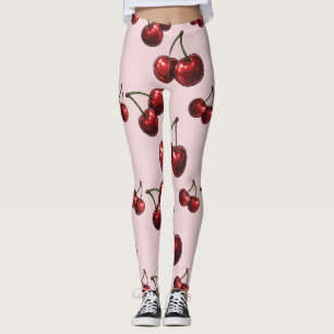 Glänsande röda körsbär Retro Glam "Saftiga & söta" Leggings