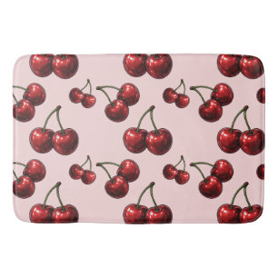 Glänsande röda körsbär Rosa Retro Glam Badrumsmatta