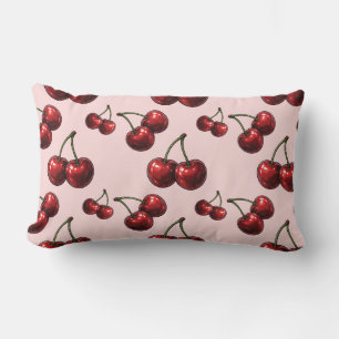 Glänsande röda körsbär rosa retro glamour lumbarkudde