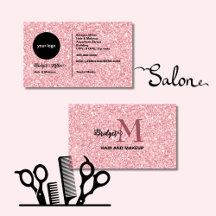 Glänsande rosa hår Makeup monogram Logotyp