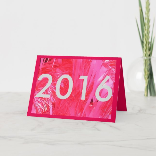 Glänsande Rosa Julgran Gott Nytt År 2016 text Helgkort (Framsida)