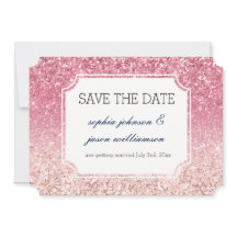 Glänsande rosa skugga save the date