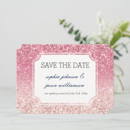 Glänsande rosa skugga save the date spara datumet