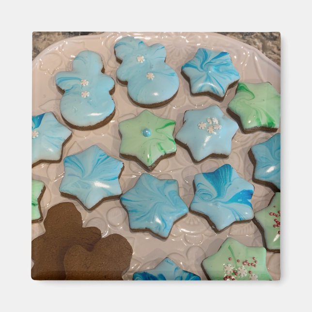 Glänsande Royal Icing Julgodiskyltmagnet Magnet (Framsidan)