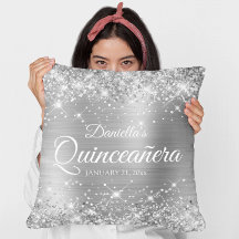 Glänsande Silver Glitter och Folie Quinceañera