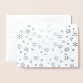 Glänsande Silver Snöflingor Folierat Kort