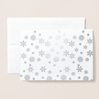 Glänsande Silver Snöflingor Folierat Kort