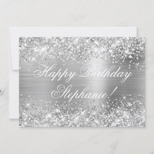 Glänsande silverfolie Fancy Happy Birthday Kort