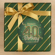 Glänsande smaragdgrön och guldaccent 40-årsdag