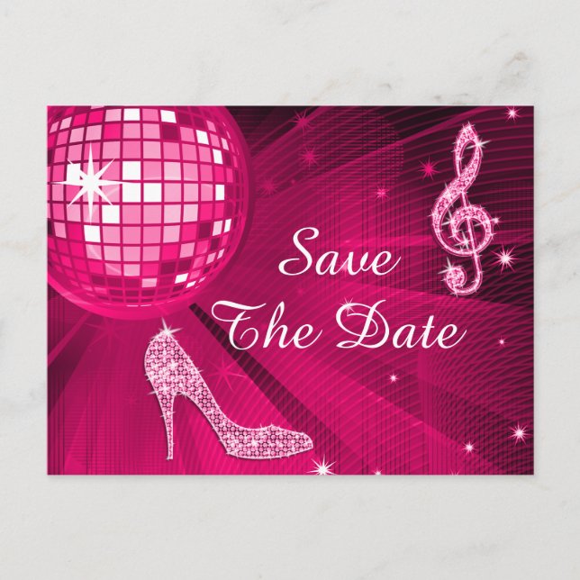 Glänsande Stilettklack 16-årsdag Save The Date Meddelande Vykort (Framsida)