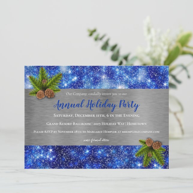 Glänsande stjärnor firar Holiday Party-inbjudan Inbjudningar (Stående Fram)